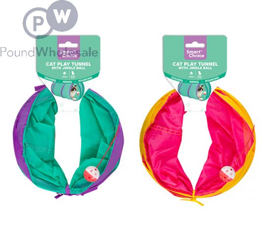 Smart Choice Jingle Ball Cat Play Tunnel 50cm X 25cm Assorted Colours